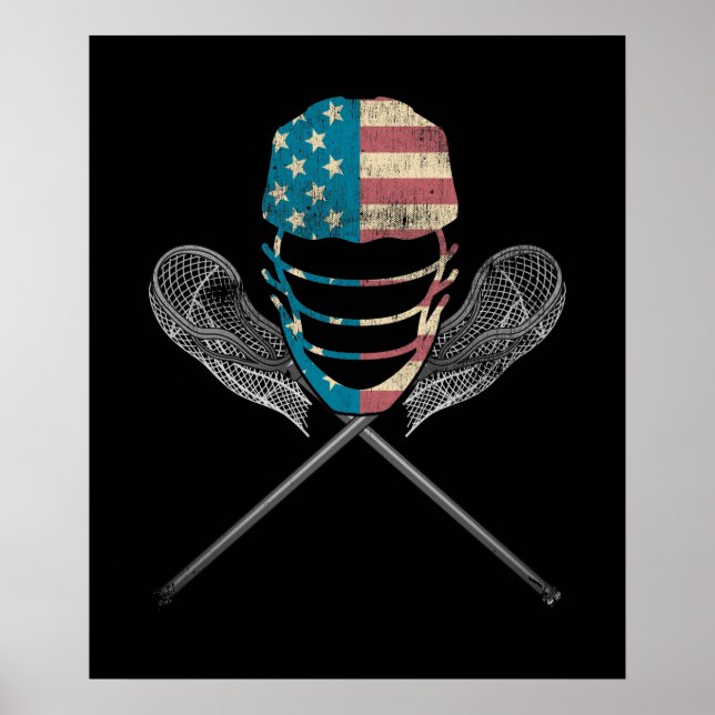 Poster Helmet E Stick Lacrosse American Flag Lax (Frente)