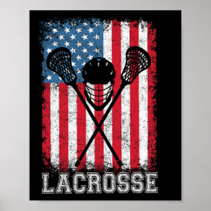 Poster Helmet Lacrosse American Flag Lax Stick 4th Of Ju