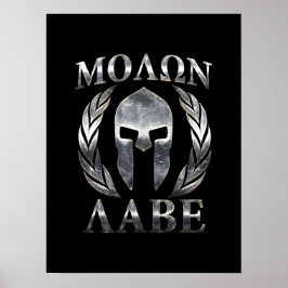 Póster Helmet Molon Labe Steel Spartan