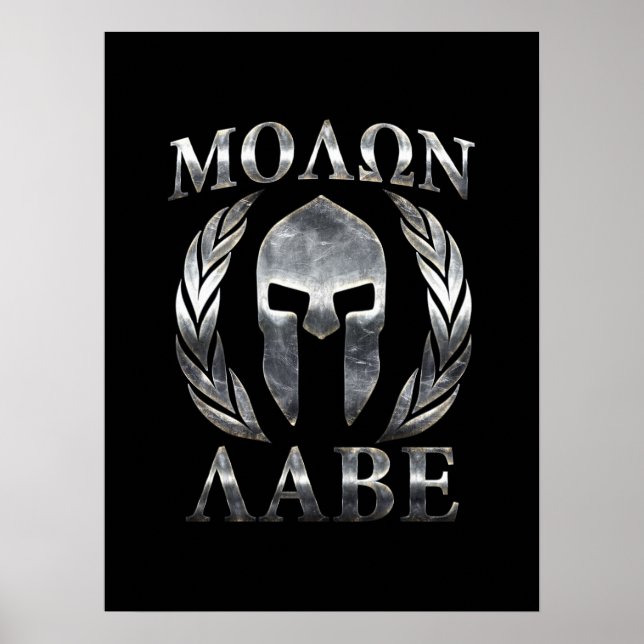 Póster Helmet Molon Labe Steel Spartan (Frente)