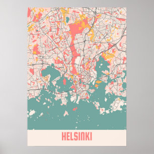 Poster Helsínquia - Mapa da Cidade de Chalk na Finlândi