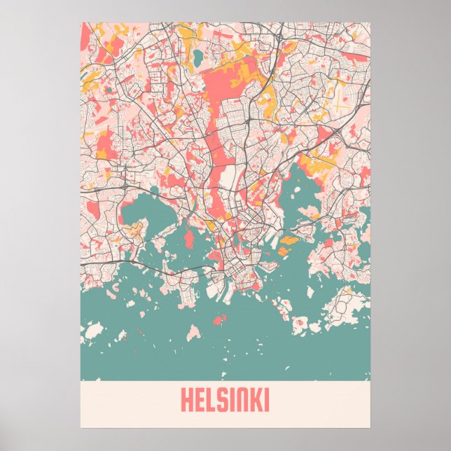 Poster Helsínquia - Mapa da Cidade de Chalk na Finlândia (Frente)