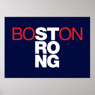 Poster Helvética forte de Boston em azuis marinho