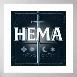 Poster HEMA Medieval Sword Emblem – Blue Graffiti Style