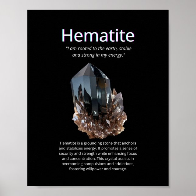Poster Hematite Crystal Stone Significa (Frente)