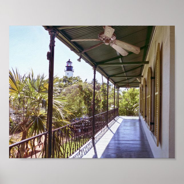 Poster Hemingway House Balcony com Vista de Farol (Frente)