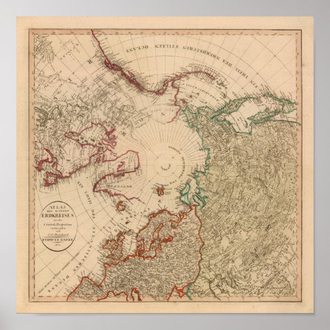 Póster Hemisfério norte, Ártico (Frente)