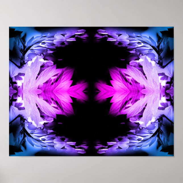 Poster Hemorragia Cardíaca Preto Floral Abstrato (Frente)