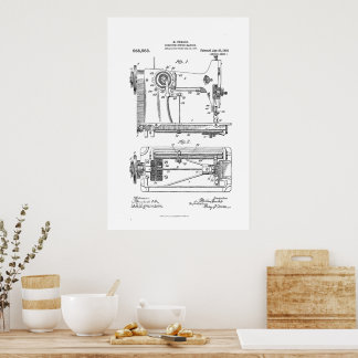 Poster Hemstitch Vintage Sewing Machine Arte patenteada