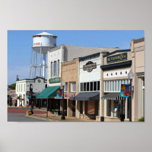 Póster Henderson do centro histórico, Texas