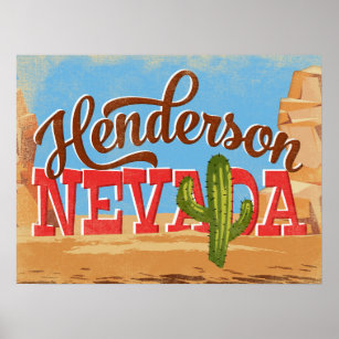 Poster Henderson Nevada Cartoon Desert Vintage Travel