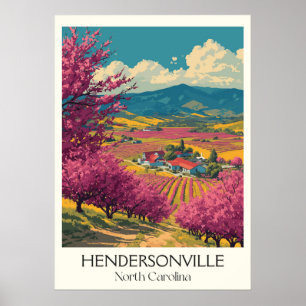 Poster Hendersonville NC Vintage Apple Orchard Valley Art