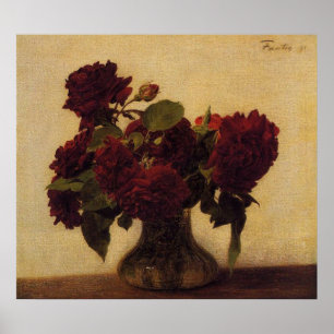 Poster henri fantin-latour Dark Rosas no fundo claro