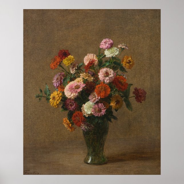 Poster Henri Latour - Zinnias (Frente)