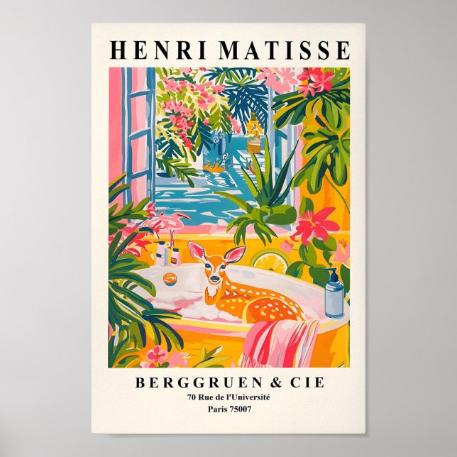 Poster Henri Matisse Art, Deer In Bathtub Impressão, Pos  (Frente)