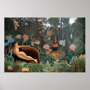 Póster Henri Rousseau a selva do sonho floresce a pintura
