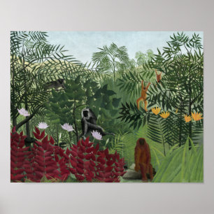 Poster Henri Rousseau - Floresta Tropical com Macacos
