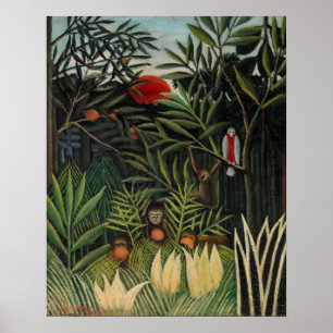 Poster Henri Rousseau - Macacos & Papagaio na Floresta Vi