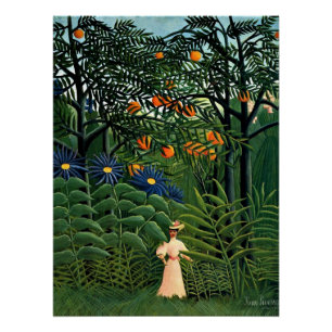 Póster Henri Rousseau - Mulher caminhando em uma Floresta