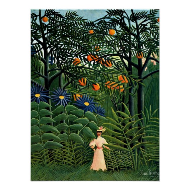 Póster Henri Rousseau - Mulher caminhando em uma Floresta (Frente)