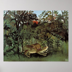 Poster Henri Rousseau - O Leão Faminto Atacando