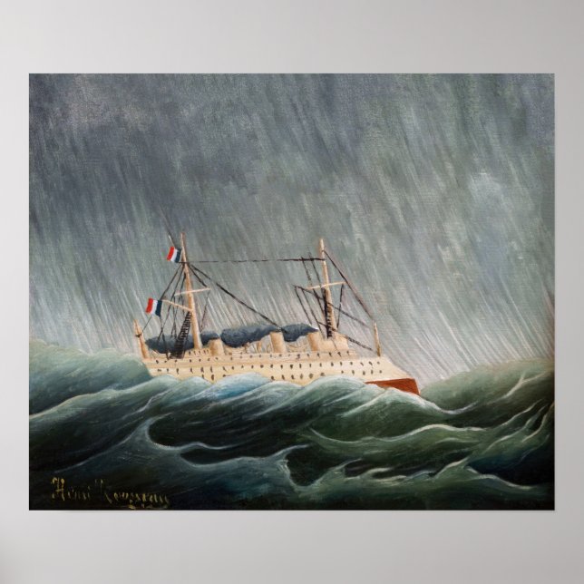 Poster Henri Rousseau - O Navio no Tempest (Frente)