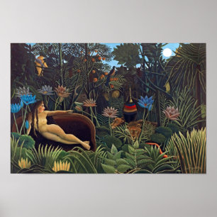 Póster Henri Rousseau O Sonho - Mulher da Selva com Anima