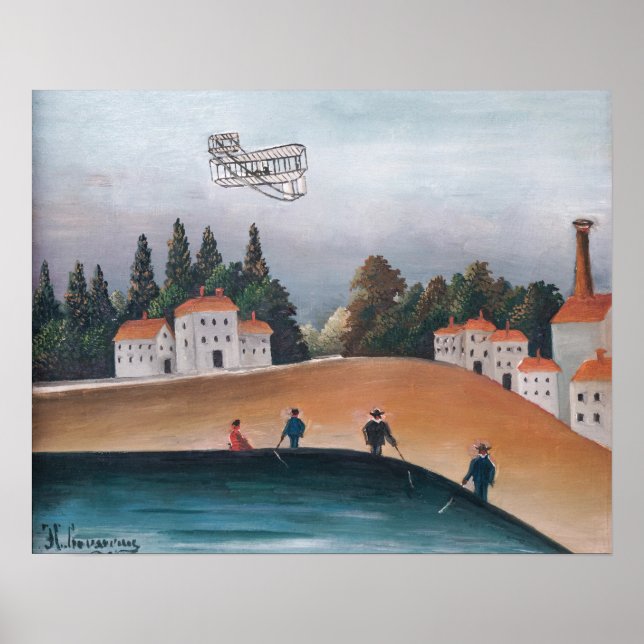 Poster Henri Rousseau - Os Pescadores e o Biplano (Frente)