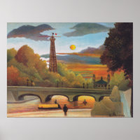 Henri Rousseau - Torre Seine e Eiffel em Sunset