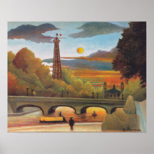 Poster Henri Rousseau - Torre Seine e Eiffel em Sunset