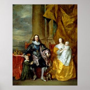 Póster Henrietta Maria e Charles I por Van Dyck