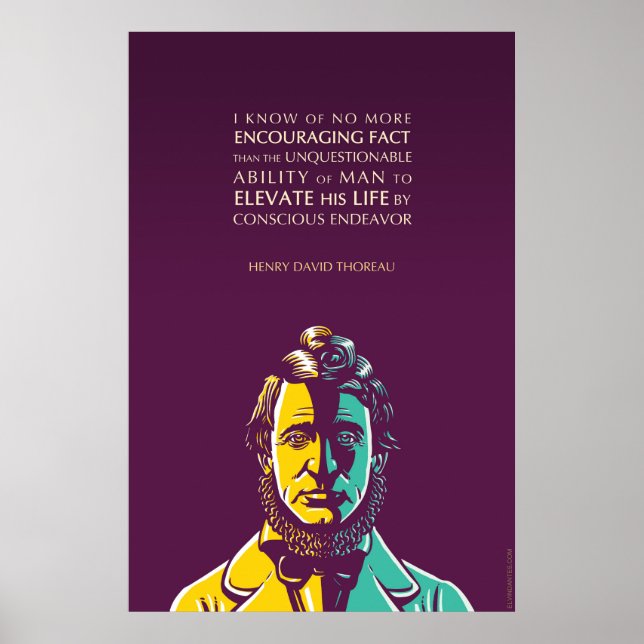 Póster Henry David Thoreau cita o esforço consciente (Frente)