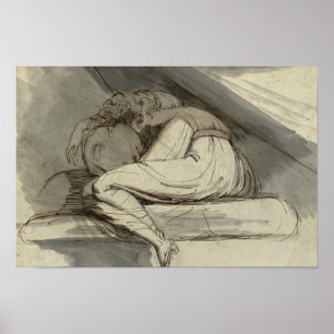 Póster Henry Fuseli - assento da mulher, ondulado acima