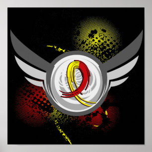 Póster Hepatite vermelha e amarela C da fita e das asas