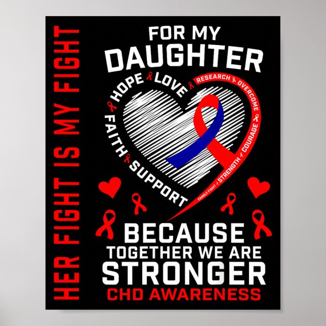 Poster Her Fight Daughter Chd Awareness Heart Disease Gra (Frente)