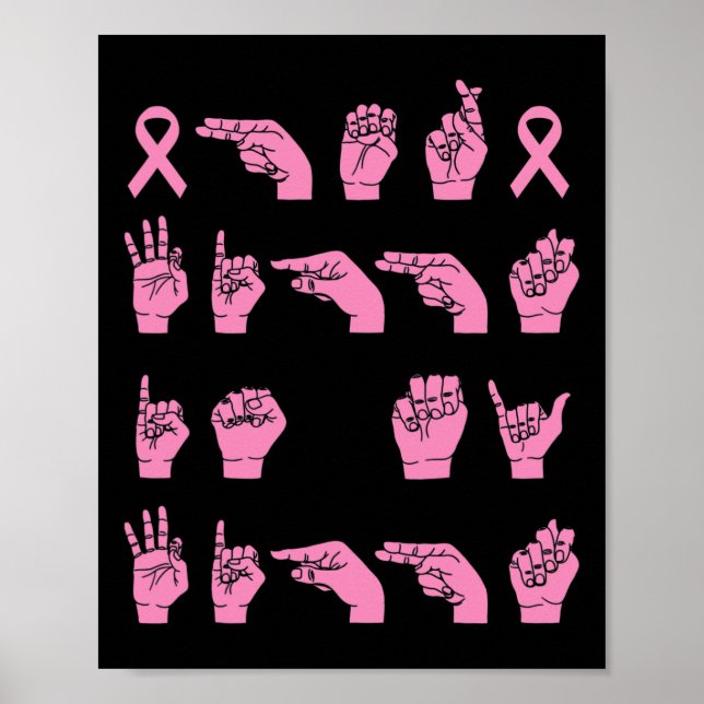 Poster Her Fight Is My Fight Sign Language Breast Cancer  (Frente)