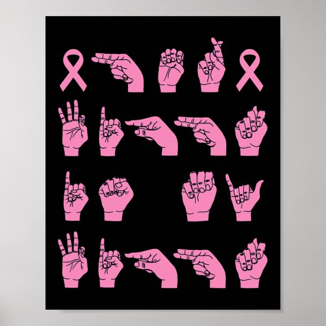 Poster Her Fight Is My Fight Sign Language Breast Cancer  (Frente)