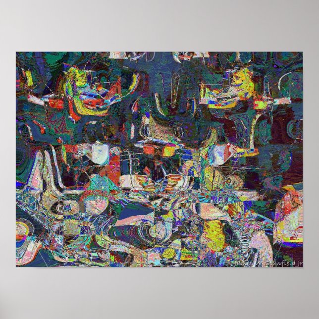 Póster Heraklion Harbor no estilo abstrato Hundertwasser (Frente)