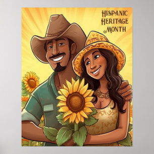 Poster Herança hispânica Mês Casal de flores solares
