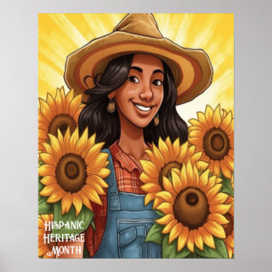Poster Herança hispânica Mês Girassóis