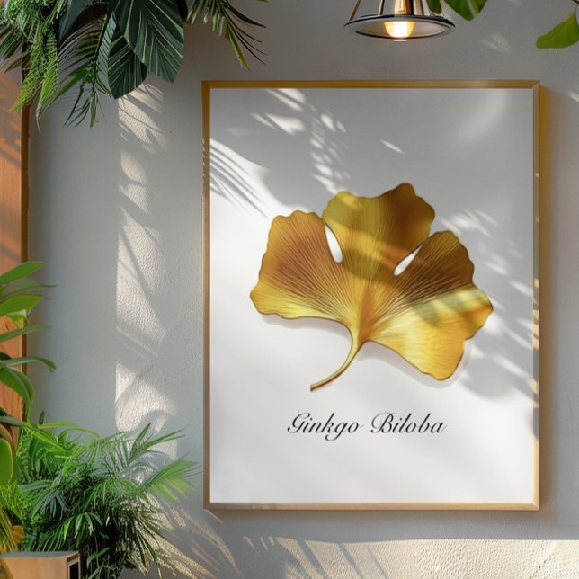 Póster Herbal Life, Ouro Ginkgo Biloba personalizável (Criador carregado)