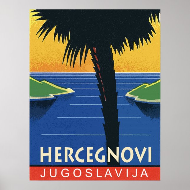 Poster Herceg Novi, Montenegro, viagens vintage da Jugosl (Frente)