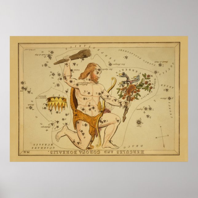 Poster Hércules - Imagem do Gráfico Astronômico de Estrel (Frente)