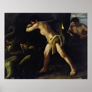 Poster Hercules que luta com o Hydra de Lernaean