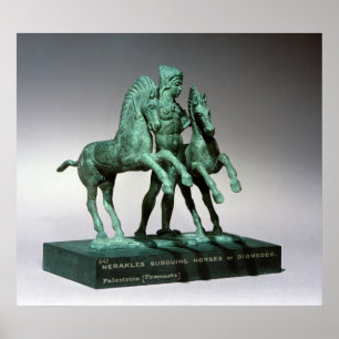 Póster Hercules que subduing os cavalos de Diomedes,