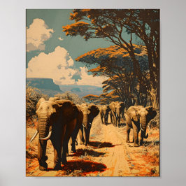 Poster Herdeiro elefante Vintage