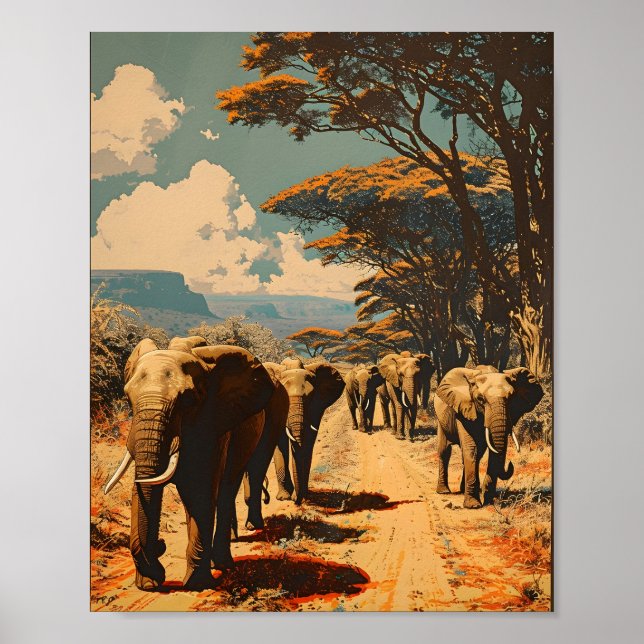 Poster Herdeiro elefante Vintage (Frente)