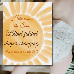 Poster Here Comes the Son Sunshine Boy Baby Shower Game