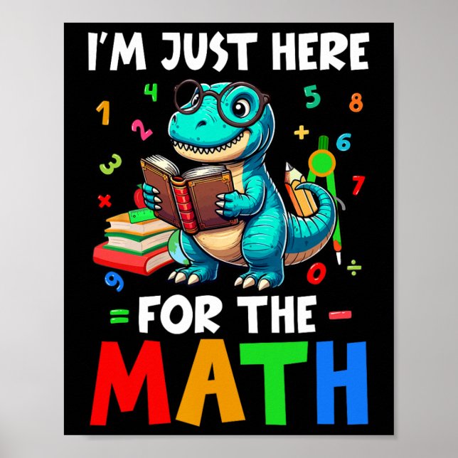Poster Here For The Math Cute T-rex Counting Number Math  (Frente)
