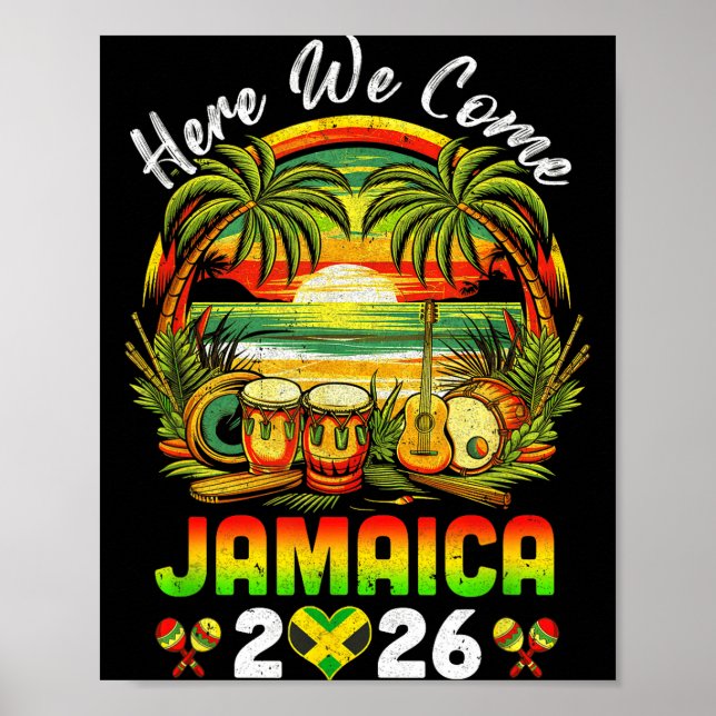 Poster Here We Come Jamaica 2026 Girls Trip Family Summer (Frente)